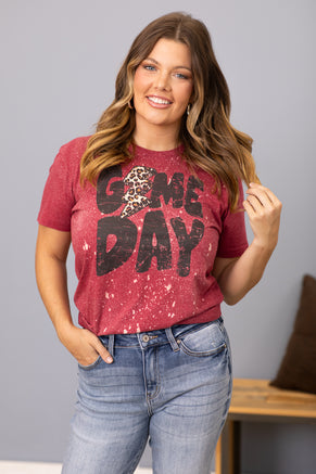 Raspberry Bleach Splatter Game Day Graphic Tee