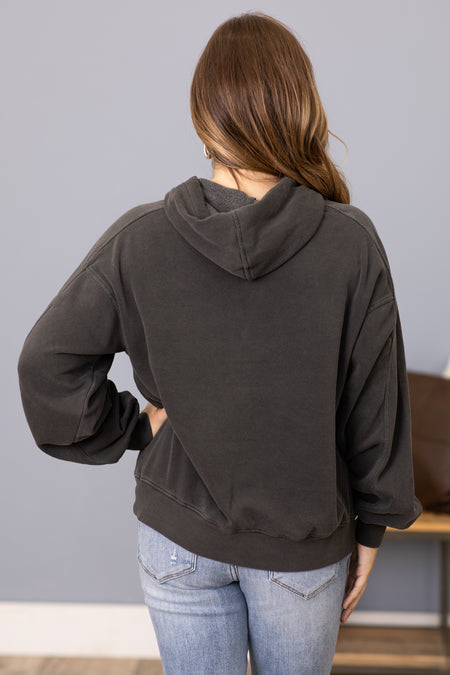 Black Washed Hooded Sweatshirt