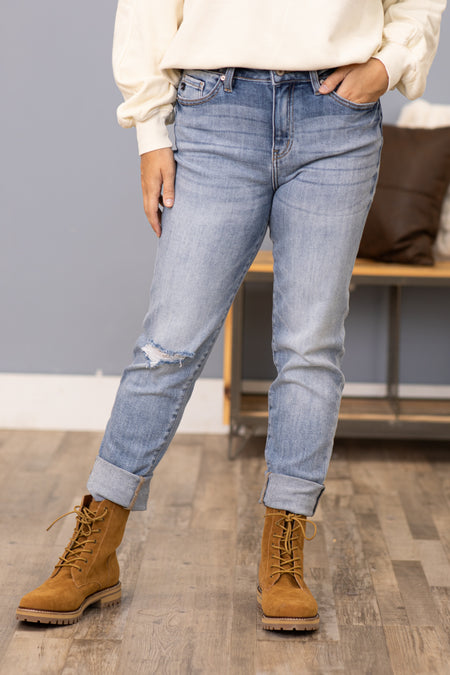 KanCan Light Wash High Rise Mom Jeans