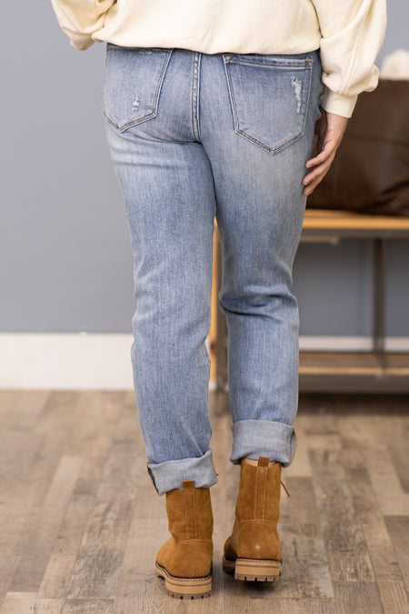 KanCan Light Wash High Rise Mom Jeans