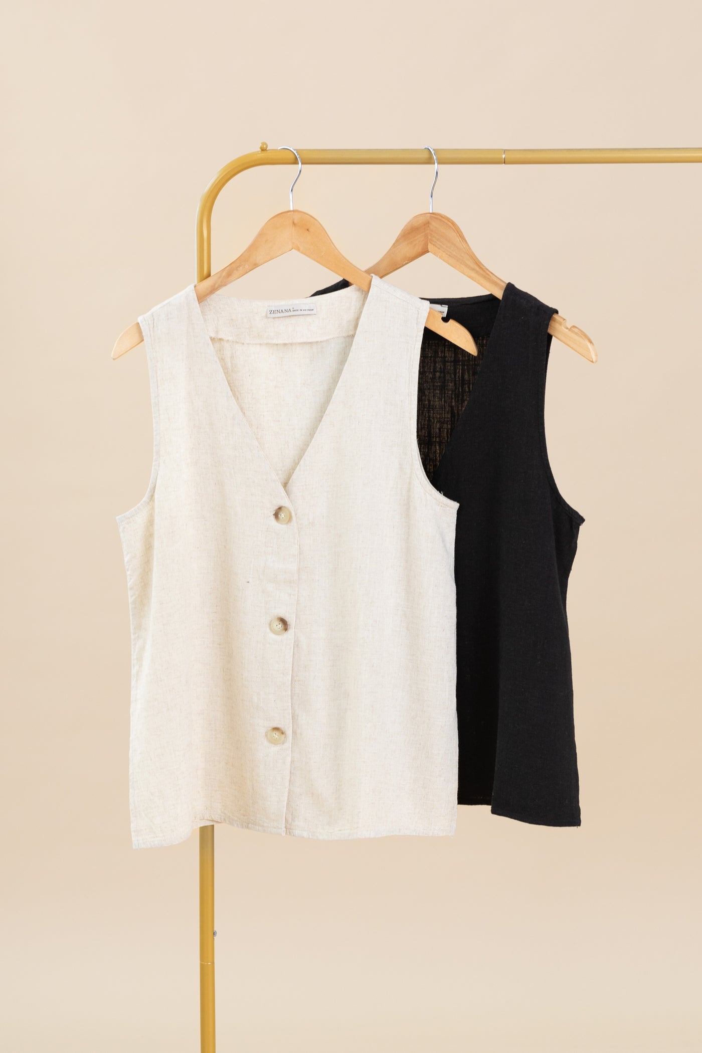 Linen Button Vest Top