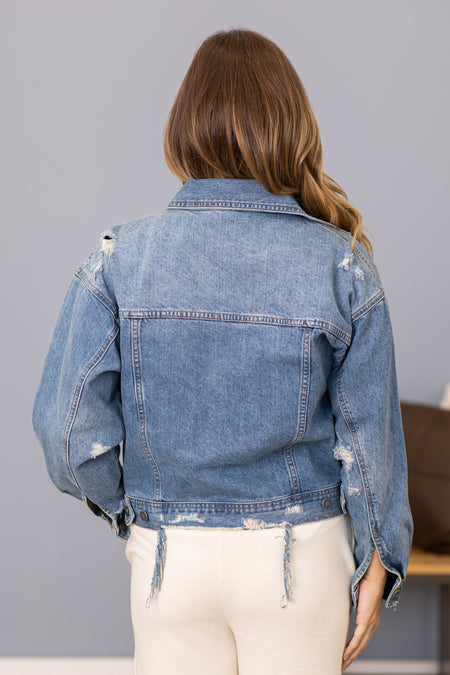 Judy Blue Lightly Distressed Denim Jacket