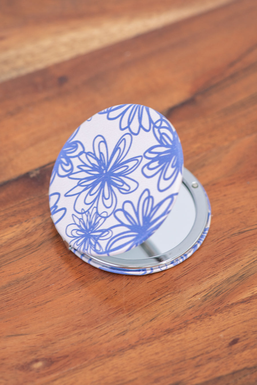 Purple Floral Compact Double Sided Mirror