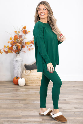 Hunter Green Long Sleeve Top and Legging Set