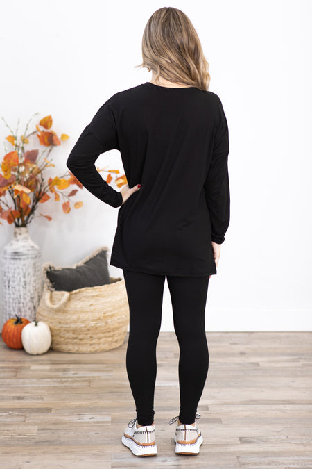 Black Long Sleeve Top and Legging Set