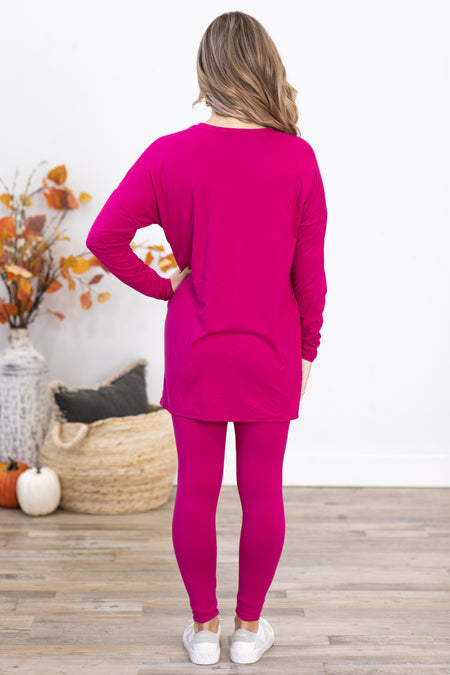 Fuchsia Long Sleeve Top and Legging Set