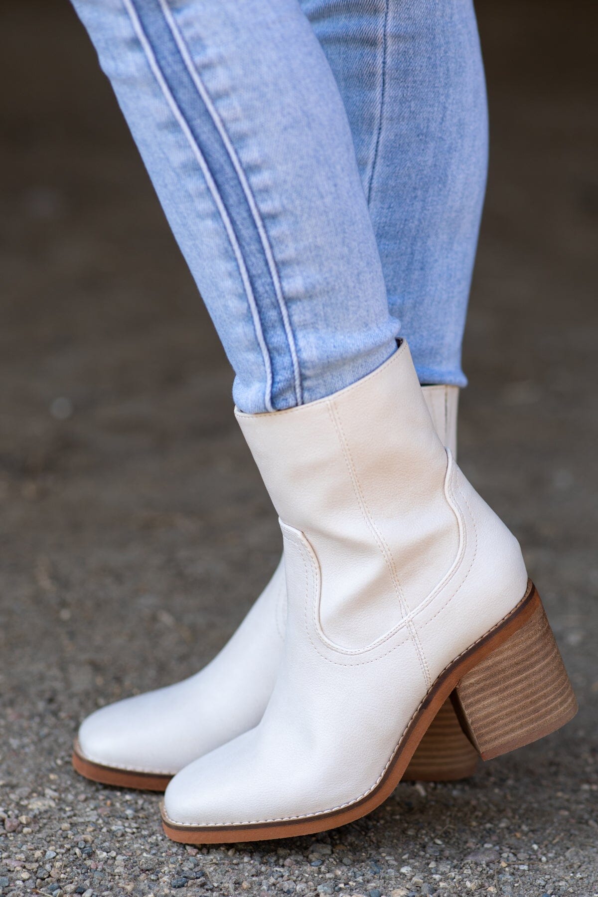 Cream Square Toe Booties Filly Flair