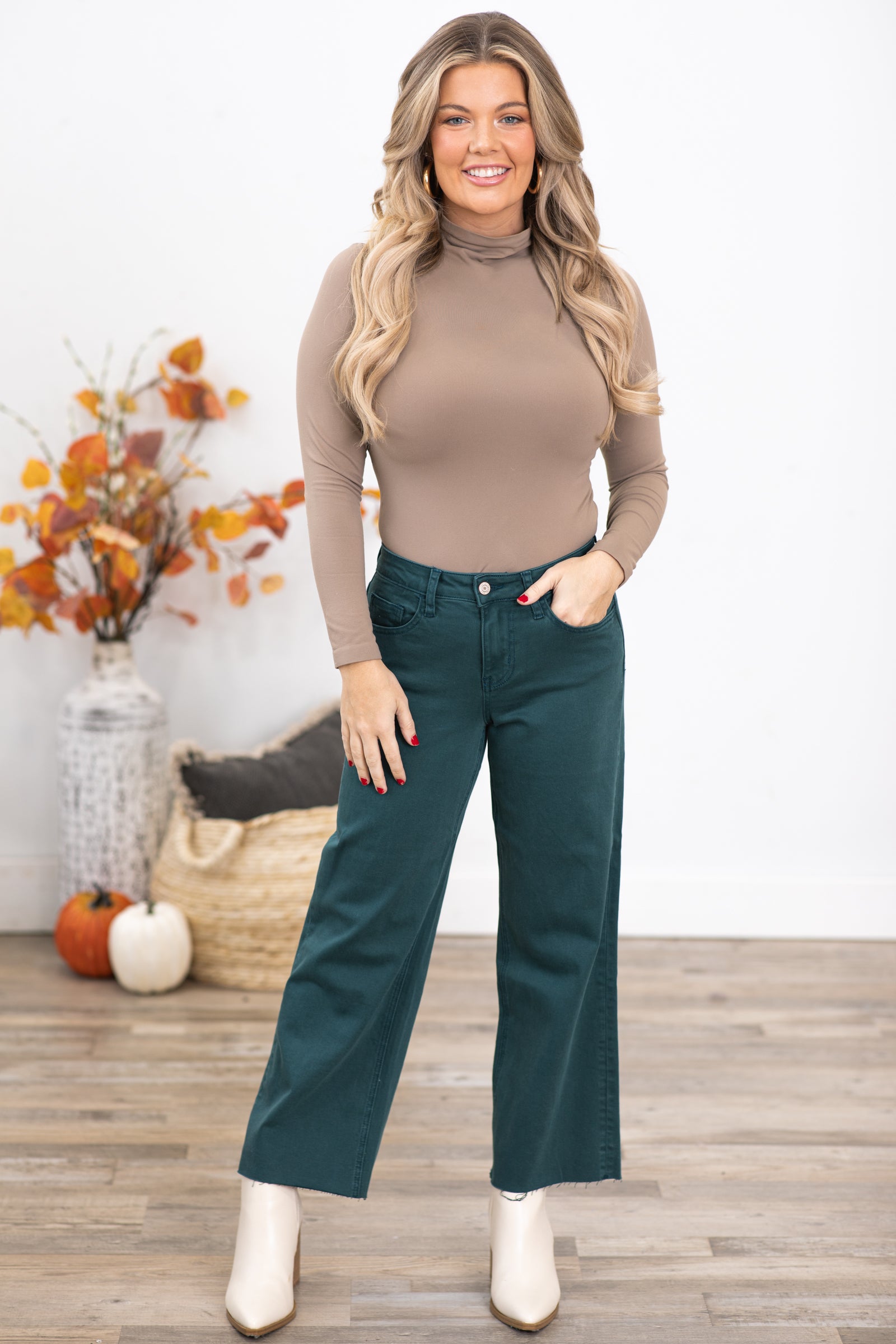 Teal hot sale cropped trousers