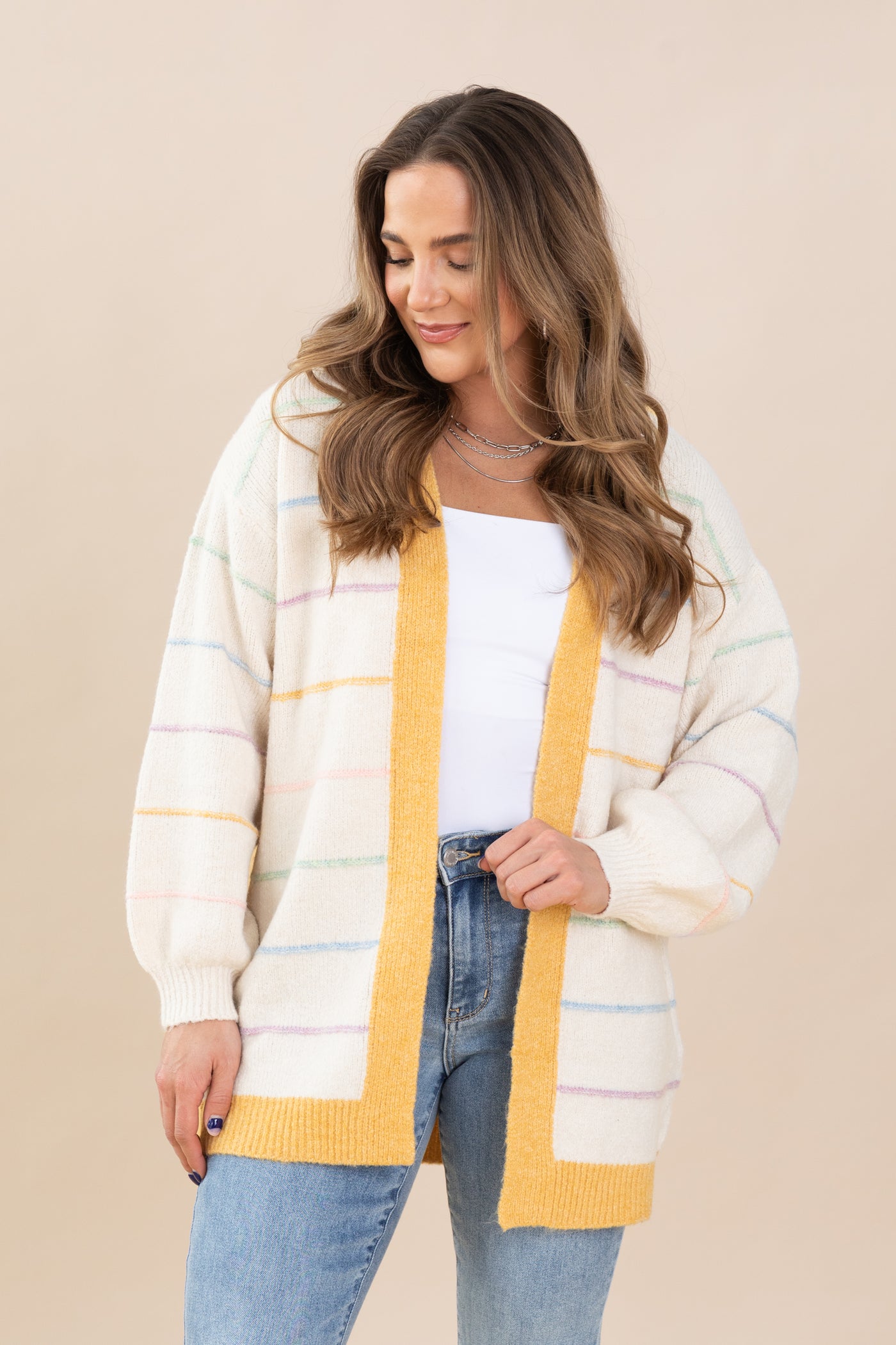 Open Cardigans With Multicolor Stripes