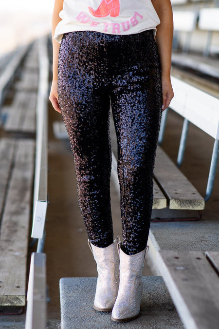 Black Sequin Leggings - Filly Flair