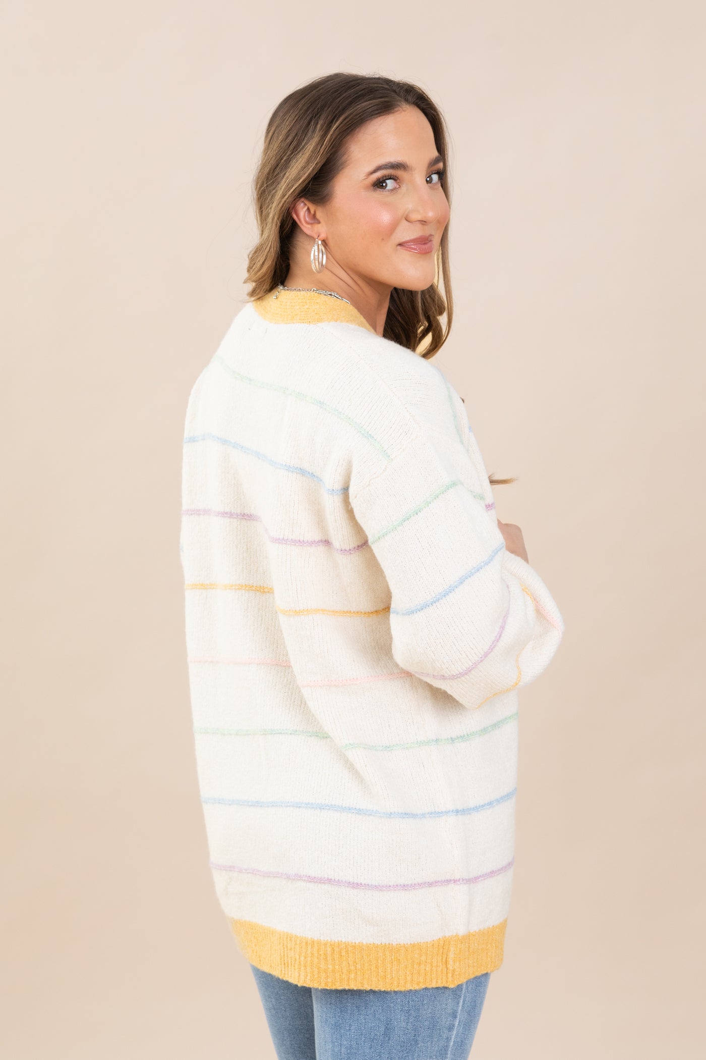 Open Cardigans With Multicolor Stripes