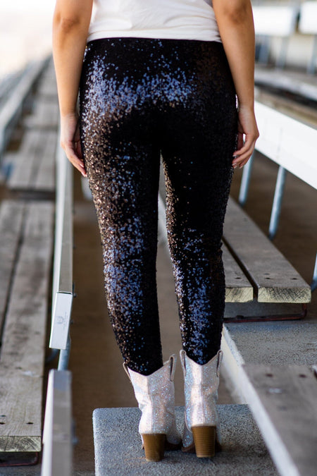 Black Sequin Leggings - Filly Flair