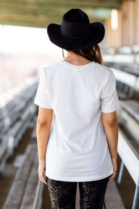 Cream and Pink In Dolly We Trust Graphic Tee - Filly Flair