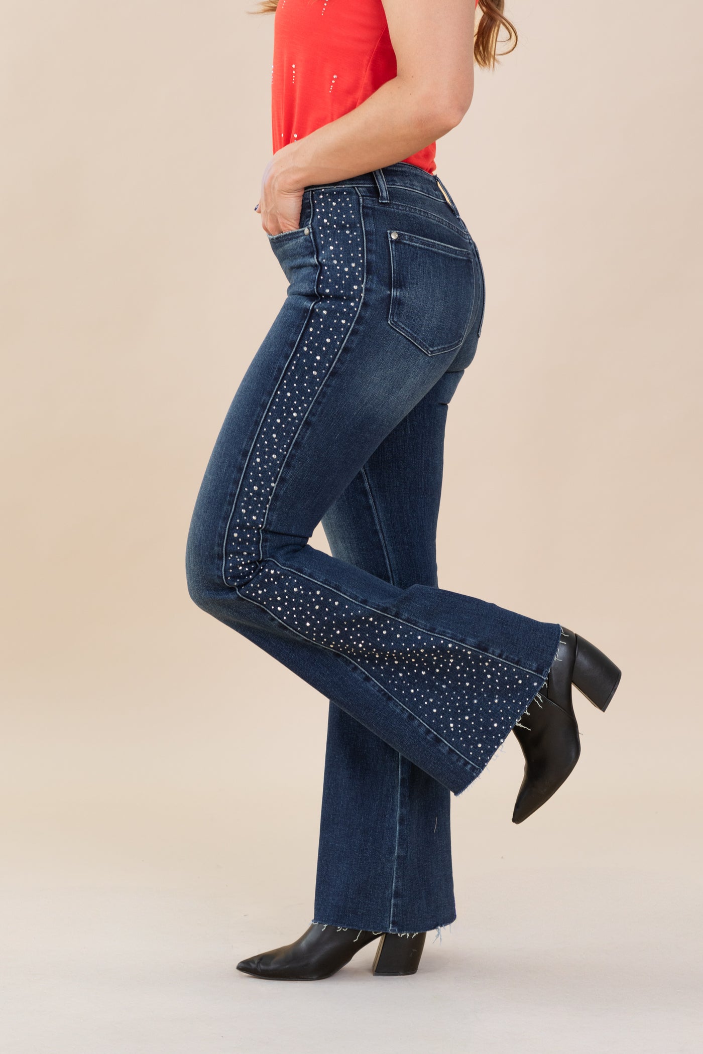 Judy Blue Rhinestone Side Detail Flare Jean