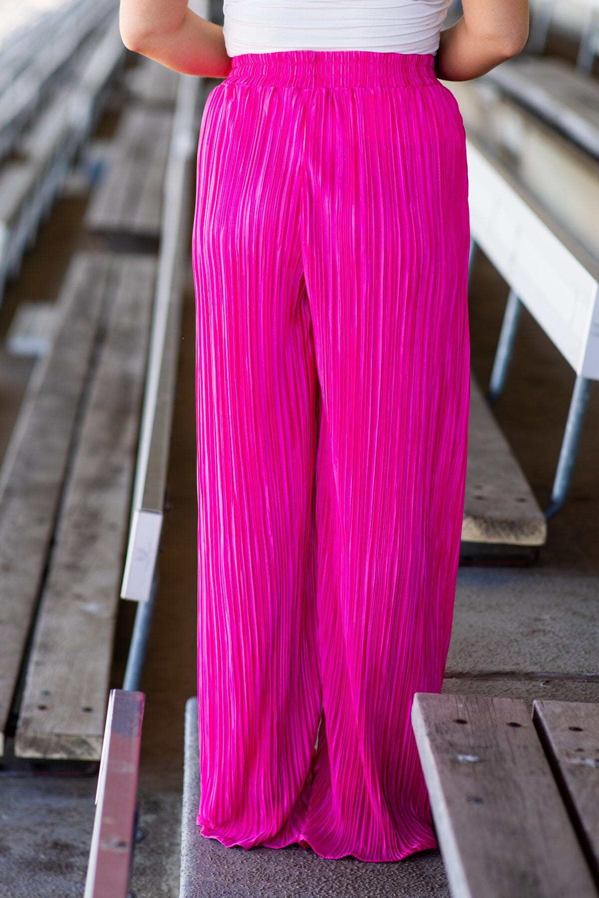 Hot Pink Crystal Pleat Top and Pants Set - Filly Flair