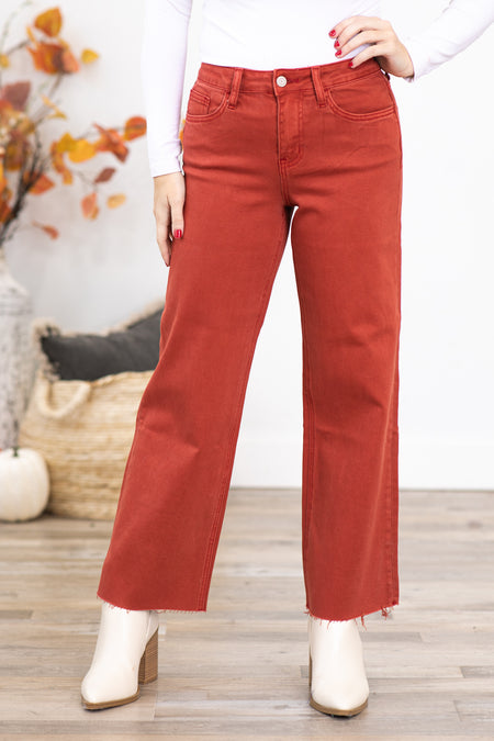 Vervet Rust Wide Leg Cropped Jeans