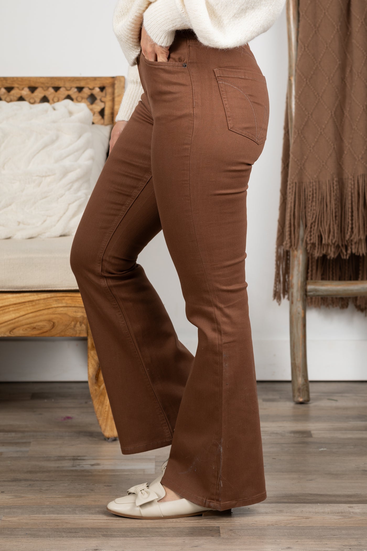 Mica Mocha Wash High Rise Flare Jean