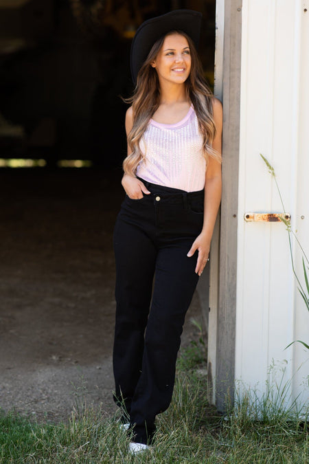 Baby Pink Tank With Rhinestone Detail - Filly Flair