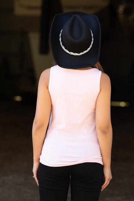 Baby Pink Tank With Rhinestone Detail - Filly Flair