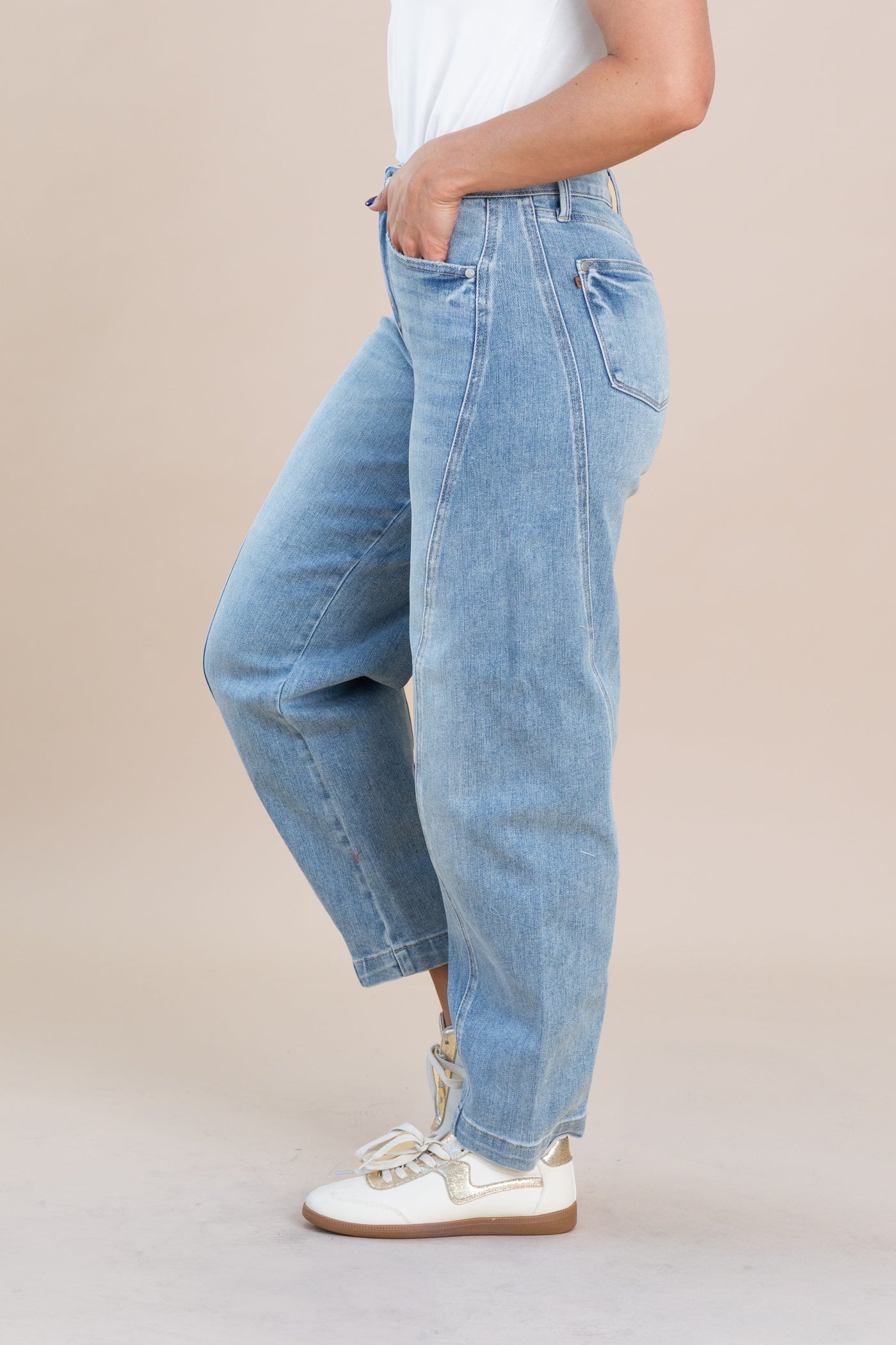 Judy Blue Vintage Wash Side Panel Barrel Jeans