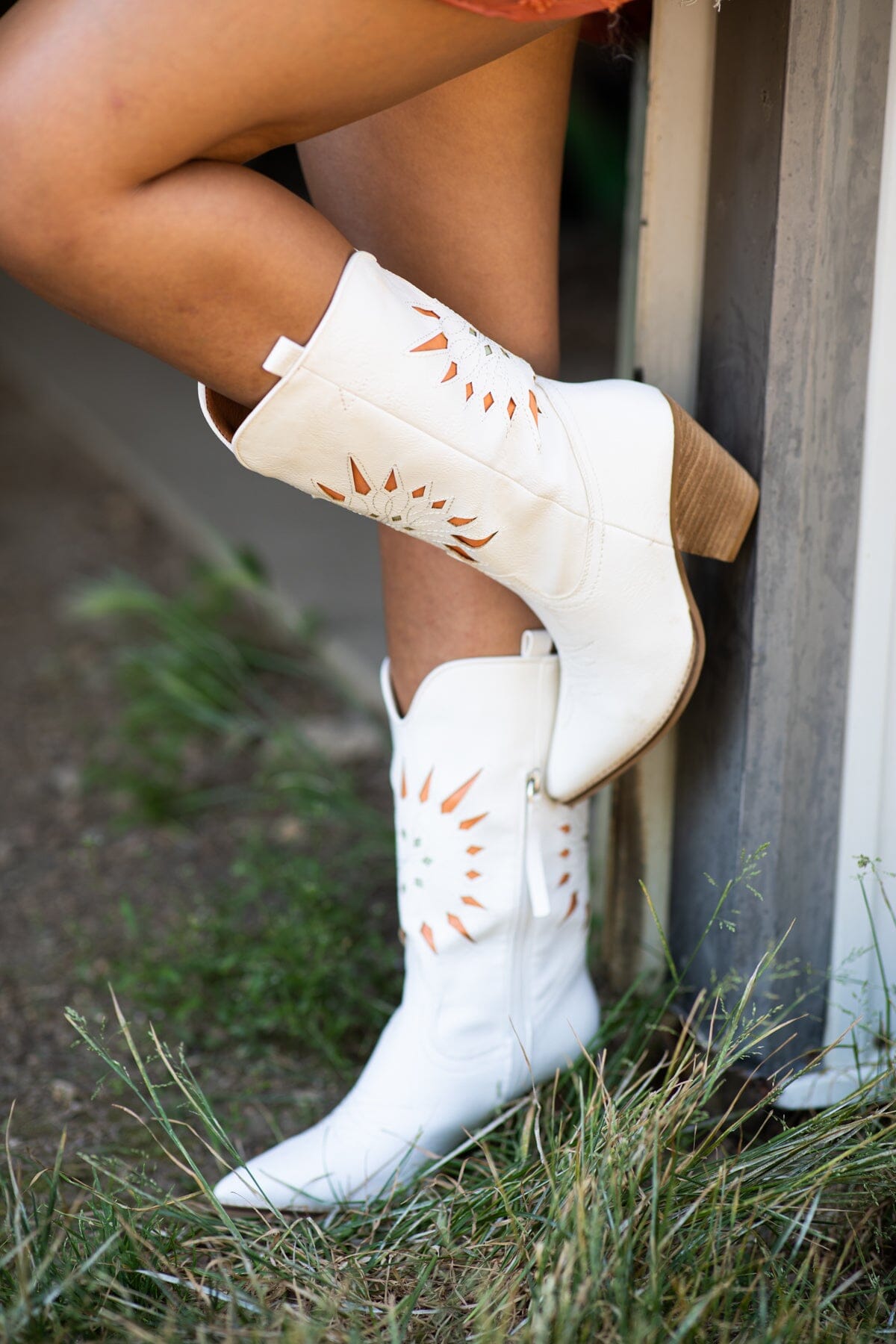 Western store white booties