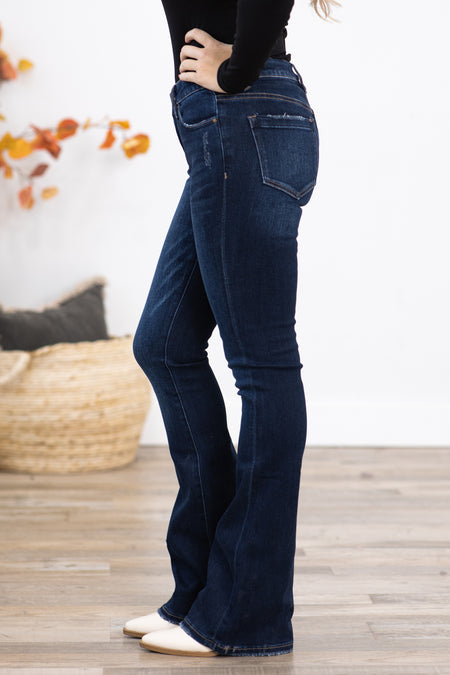 Mica Dark Wash Mid Rise Flare Jeans