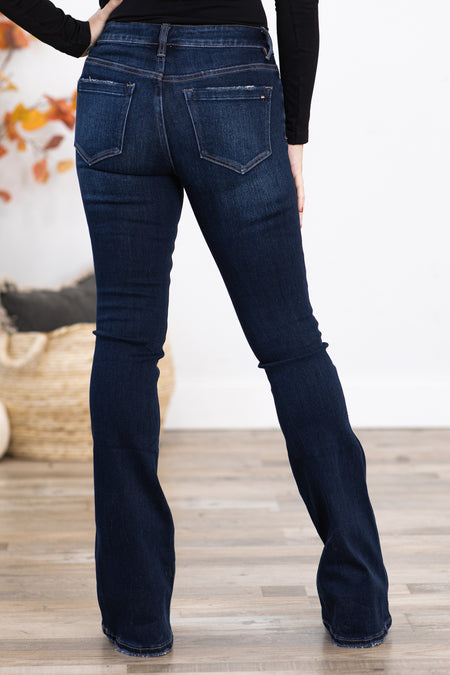 Mica Dark Wash Mid Rise Flare Jeans