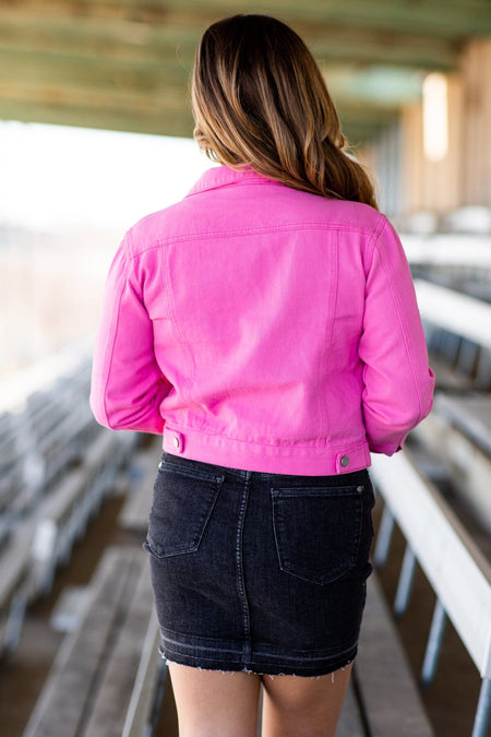 Pink Denim Jacket With Silver Sequin Stars - Filly Flair