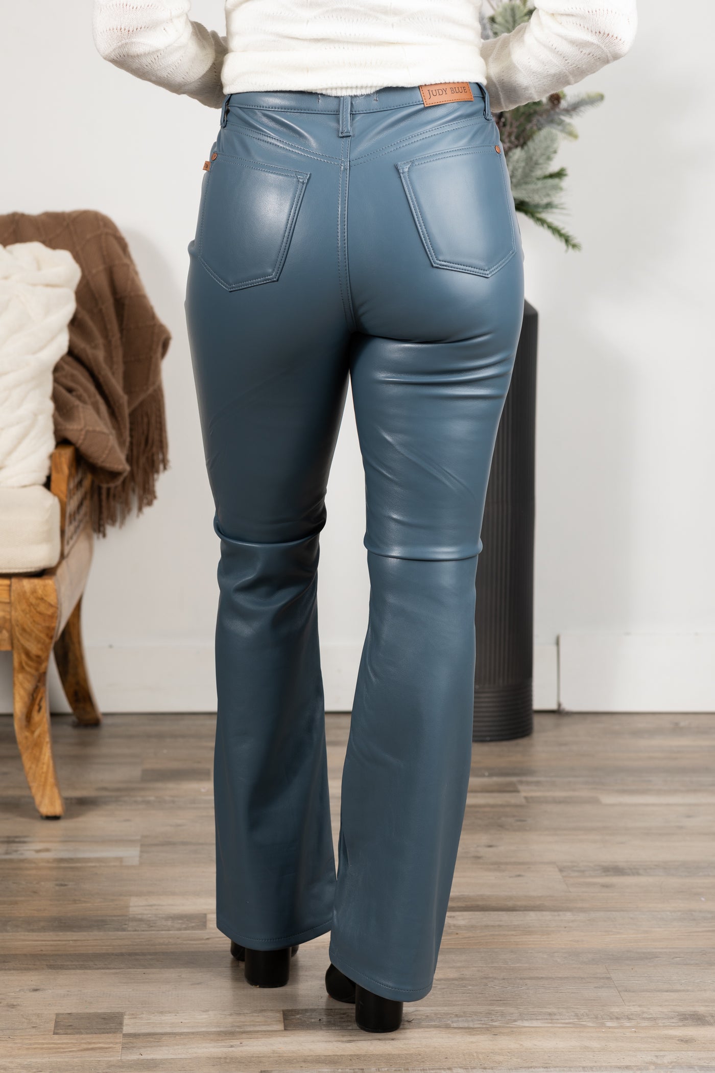 Judy Blue Tummy Control Blue Leather Pants