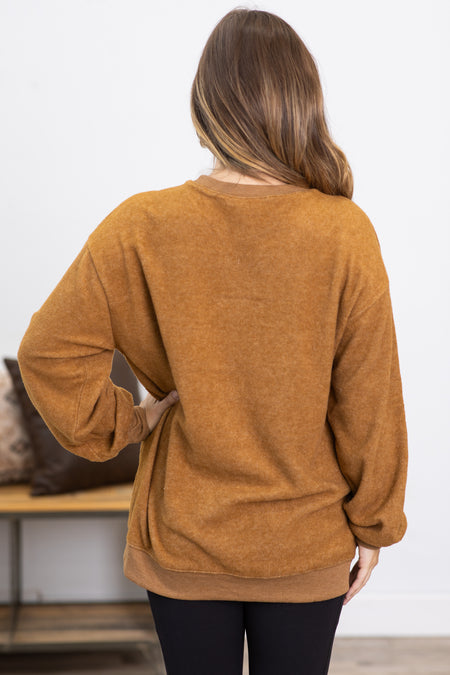 Taupe Fleece Crew Neck Sweatshirt