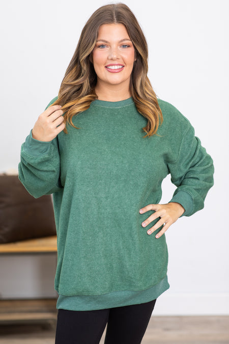 Hunter Green Fleece Crew Neck Sweatshirt