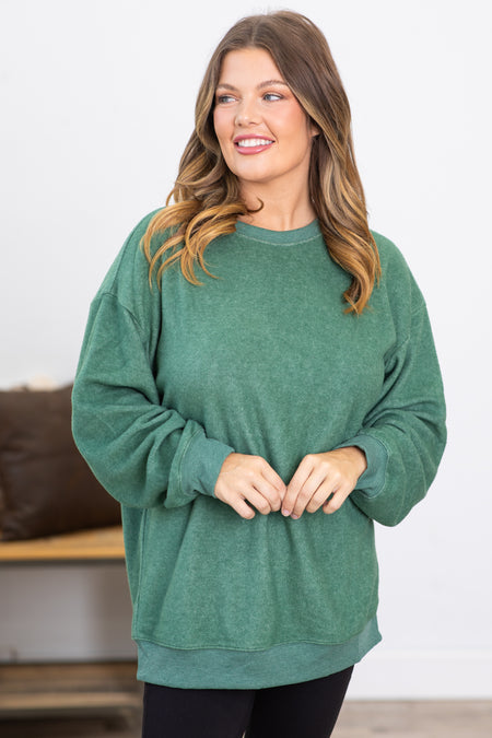 Hunter Green Fleece Crew Neck Sweatshirt