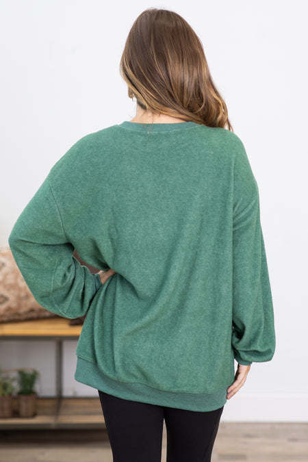 Hunter Green Fleece Crew Neck Sweatshirt