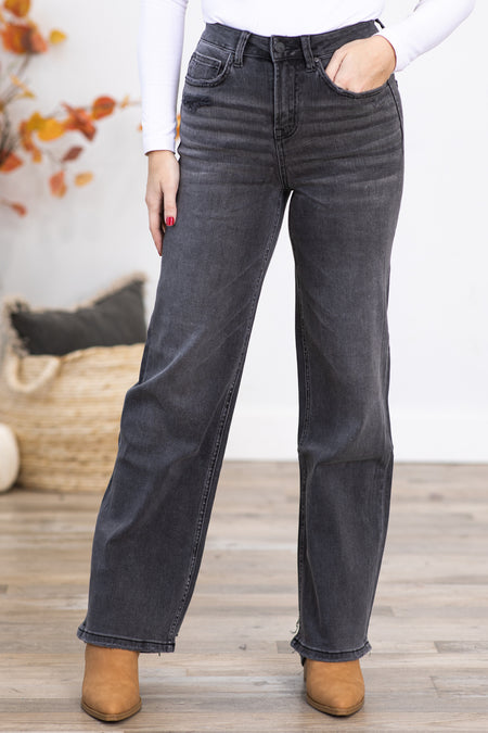 Mica Charcoal High Rise Wide Leg Jeans