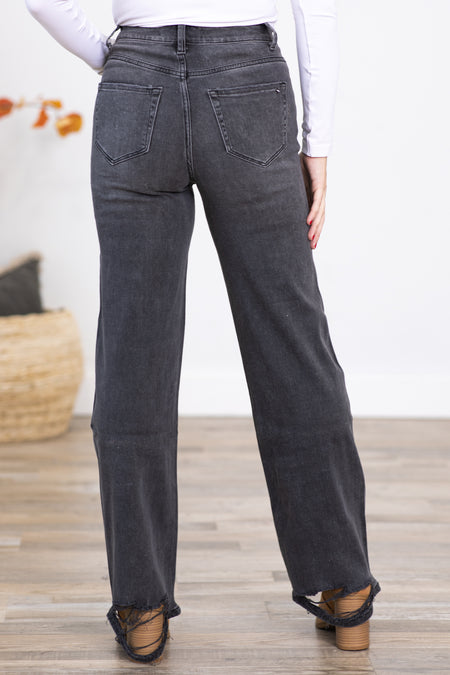 Mica Charcoal High Rise Wide Leg Jeans