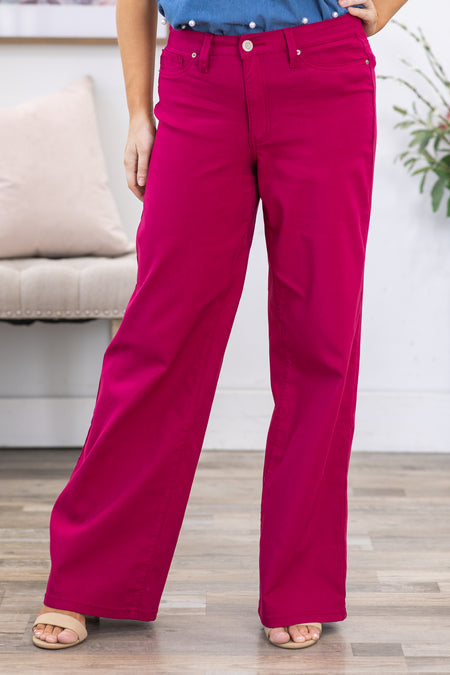 YMI Dark Fuchsia Hyperstretch Wide Leg Pants