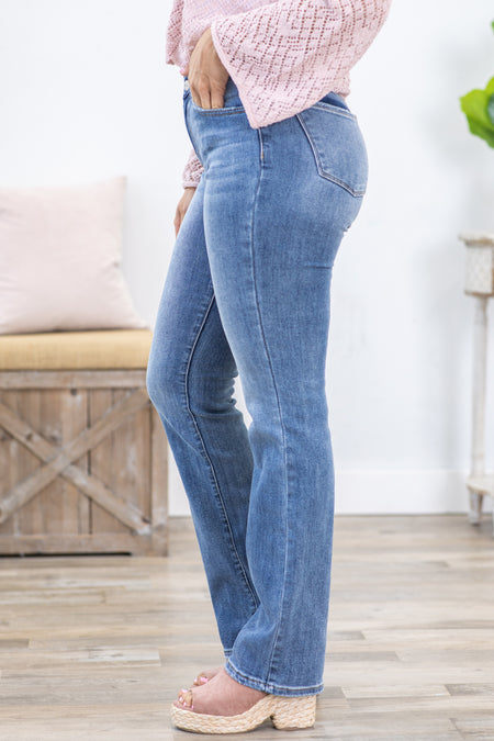 Risen Long Inseam Straight Leg Jeans