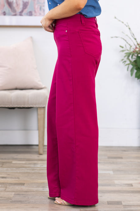 YMI Dark Fuchsia Hyperstretch Wide Leg Pants