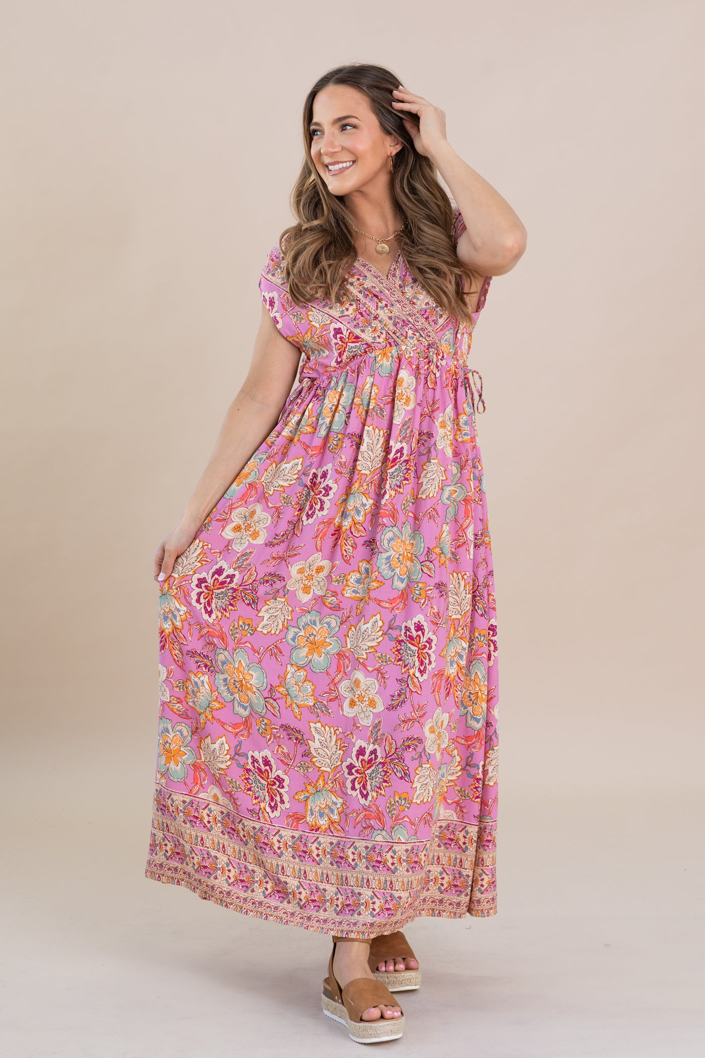 Orchid Sleeveless Floral Printed Maxi Dress