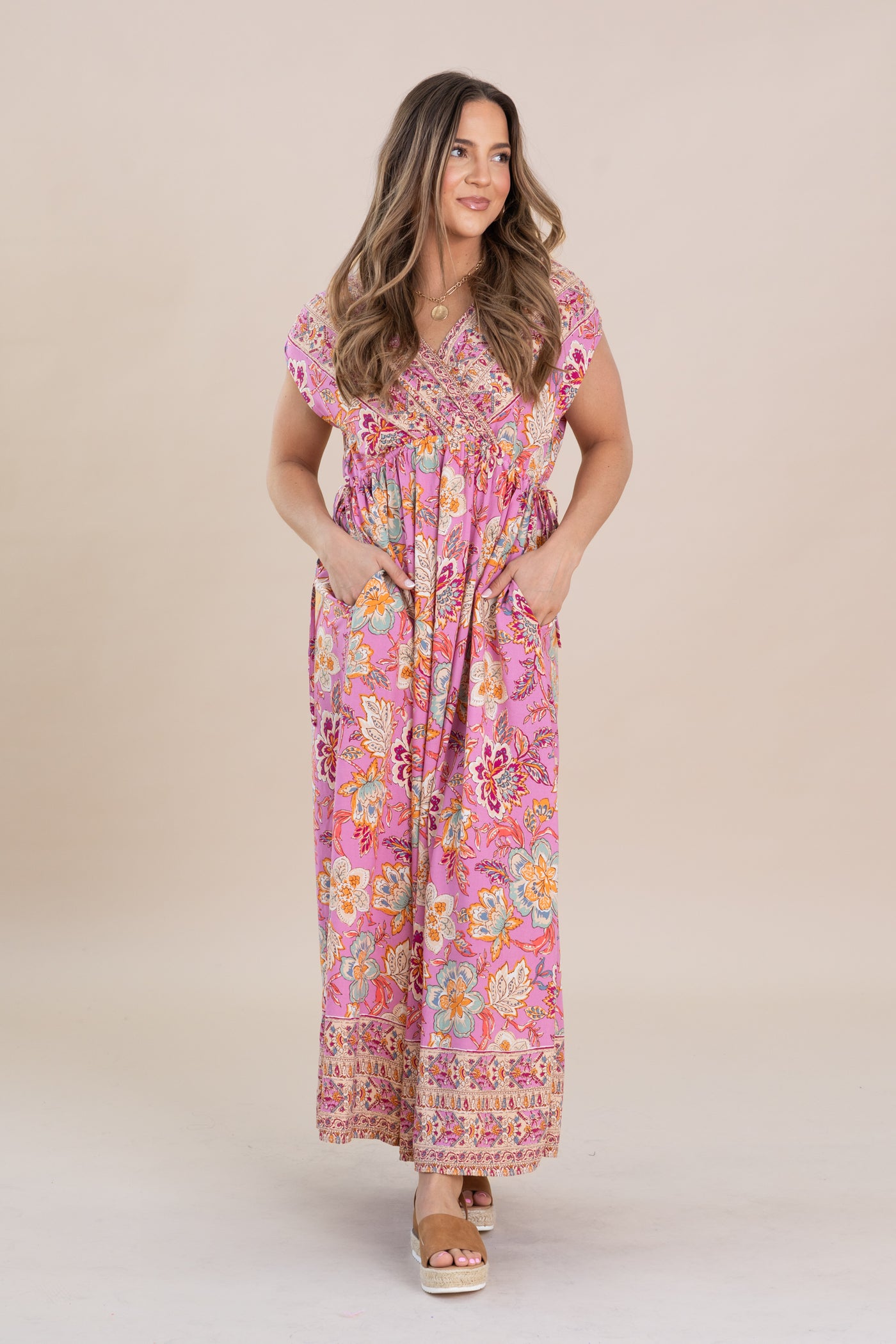 Orchid Sleeveless Floral Printed Maxi Dress