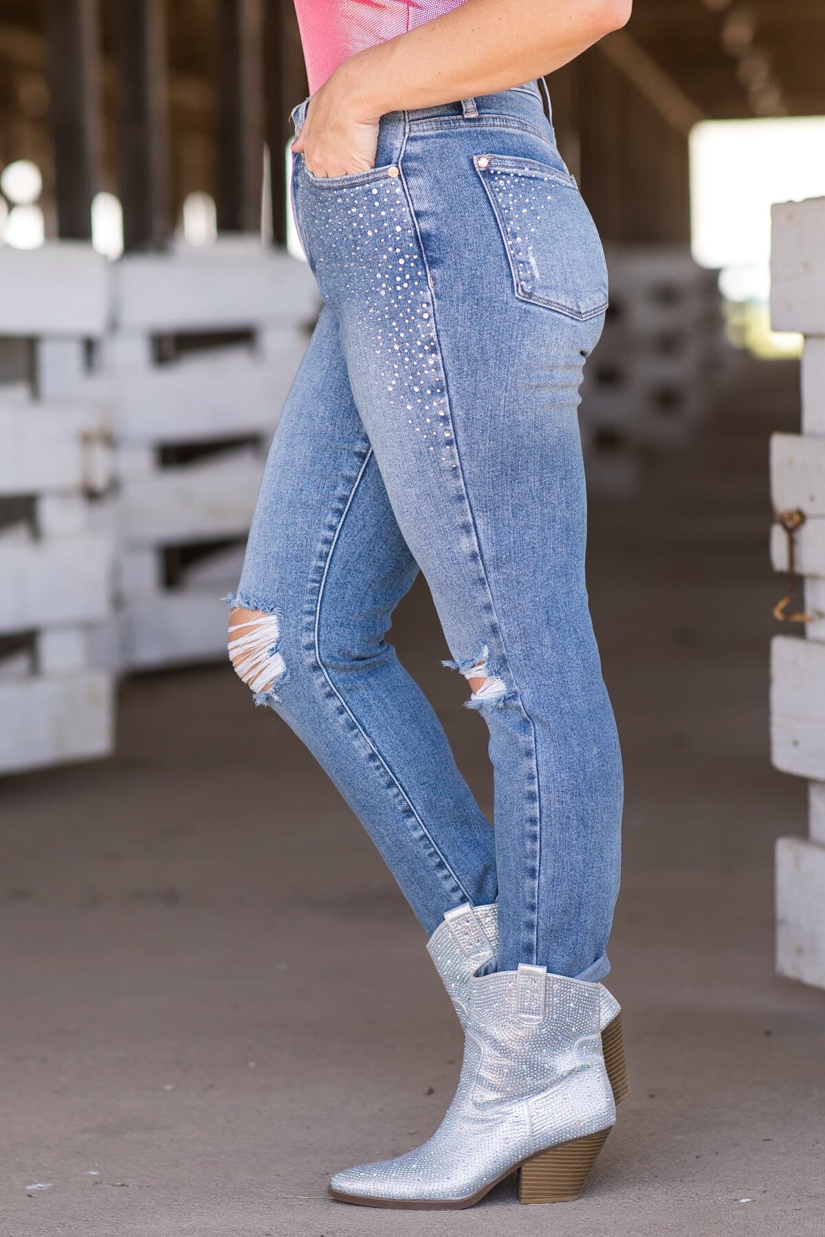 High-waist Jeans | Bedazzled jeans, High waist jeans, High waisted