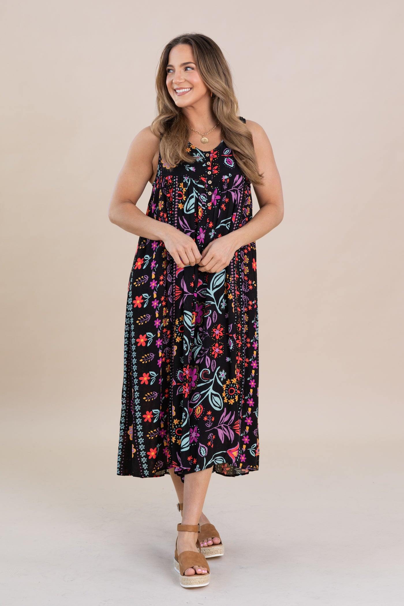 Black Printed Wide Leg Gauze Jumpsuit