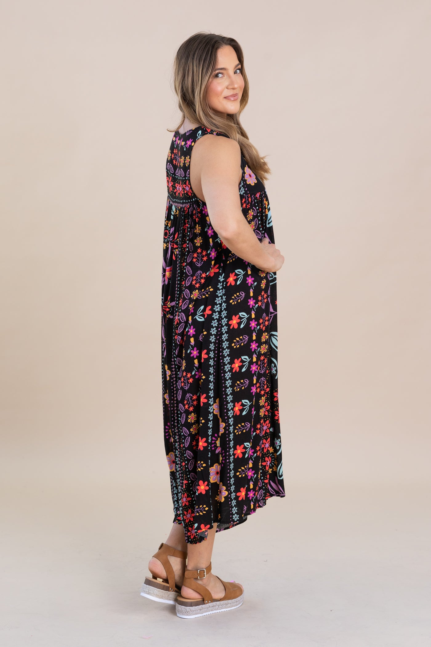 Black Printed Wide Leg Gauze Jumpsuit