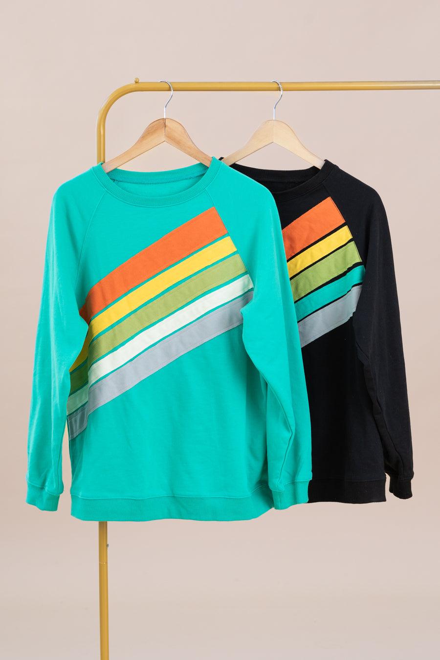 Rainbow Colorblock Striped Pullover Knit Tops