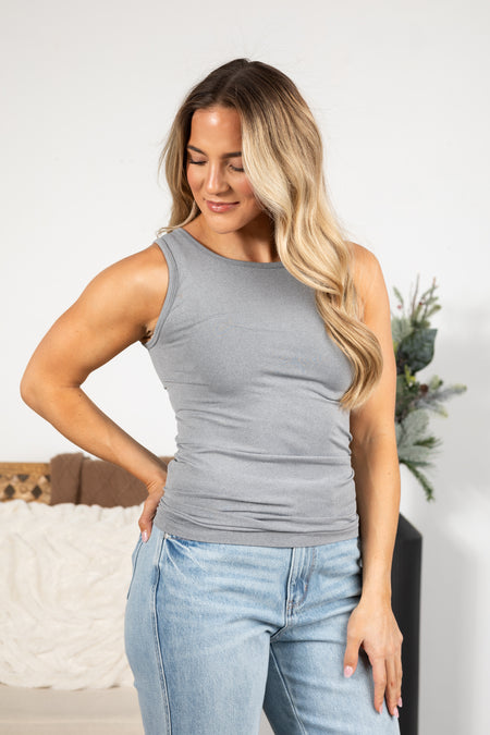 Scoop Neck Seamless Knit Tank Top