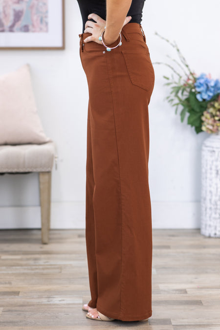 YMI Cognac Hyperstretch Wide Leg Pants