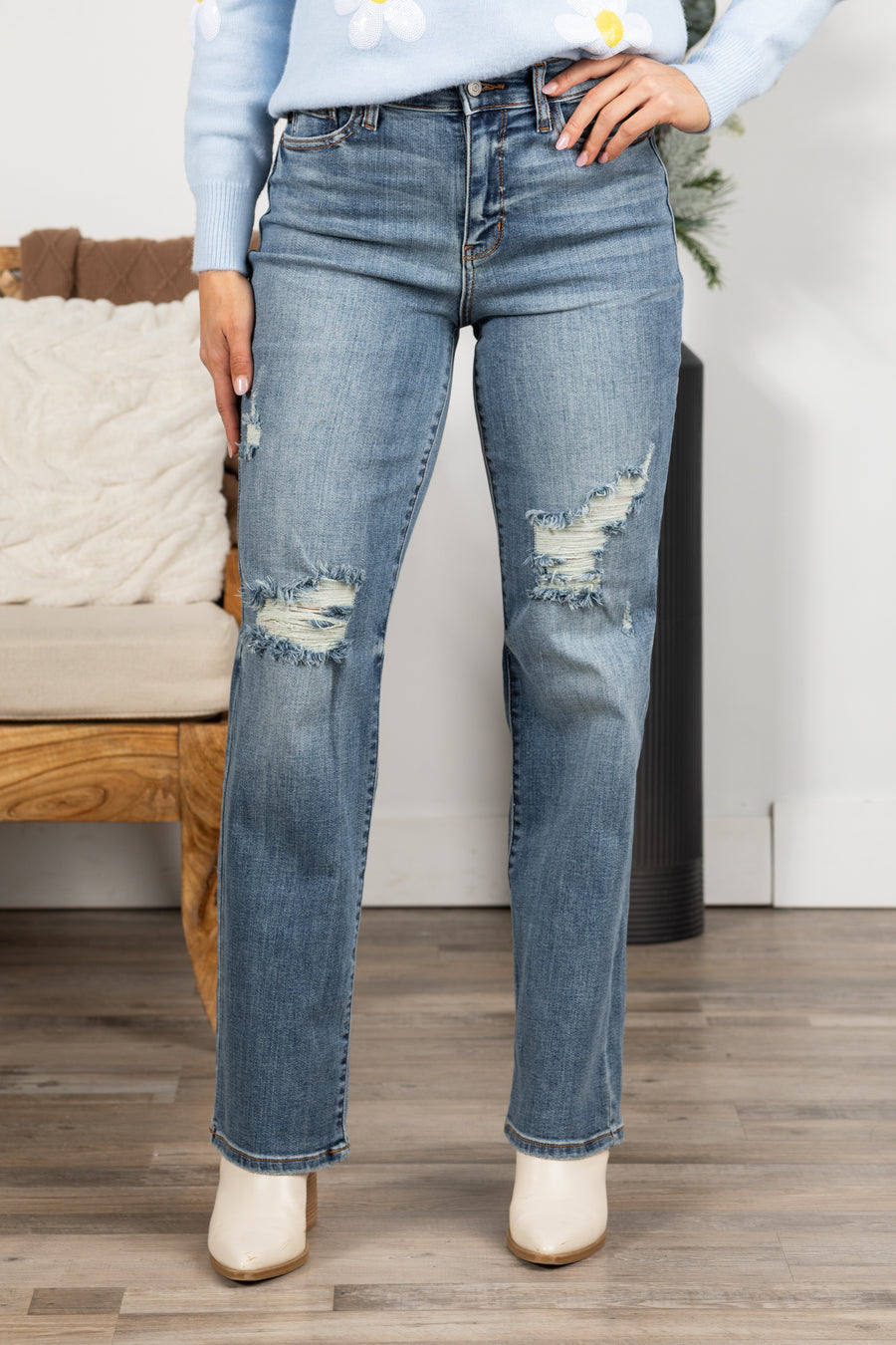 Judy Blue High Waist Dad Straight Jeans