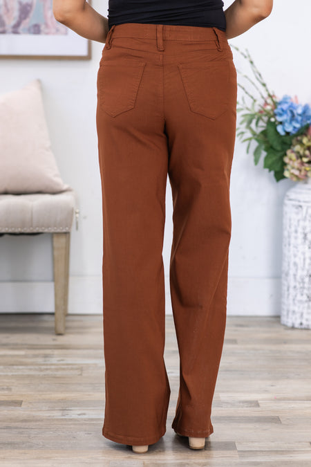 YMI Cognac Hyperstretch Wide Leg Pants