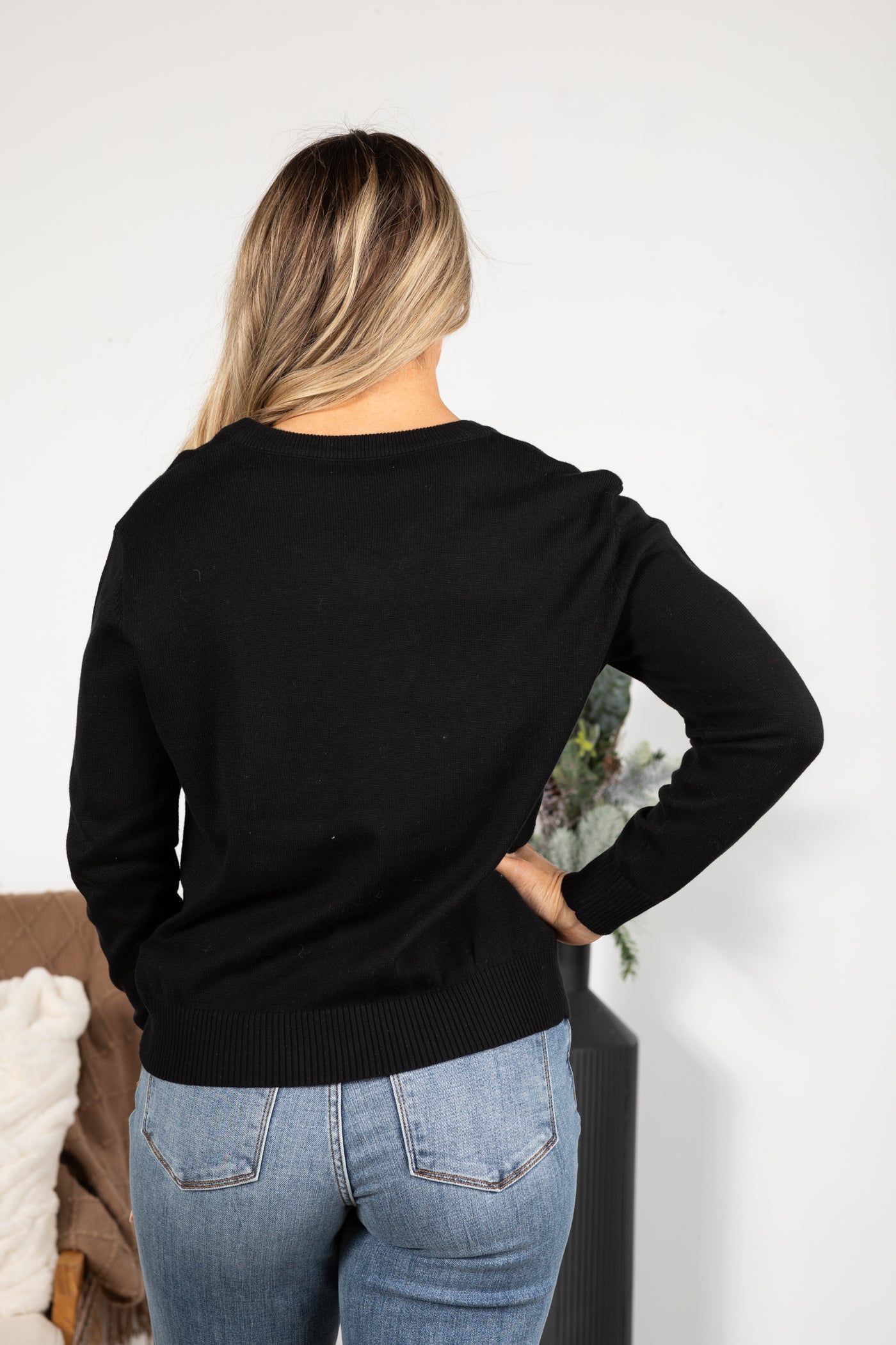 Black With Purple XO Glitter Knit Sweater Top