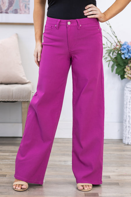 YMI Berry Hyperstretch Wide Leg Pants